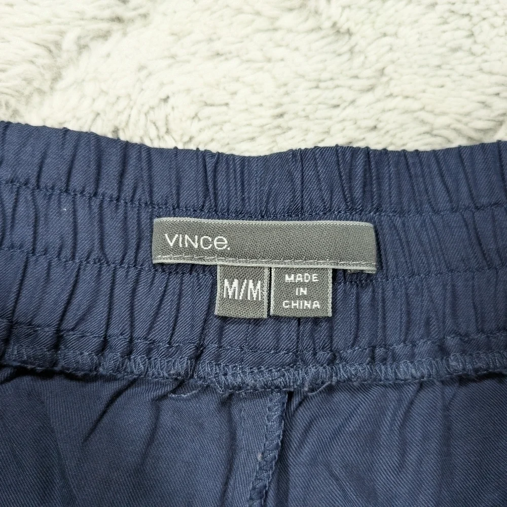 Vince Shorts Women's M Blue Navy Cupro Cotton Tie Waist Comfy Casual Pockets 4.5